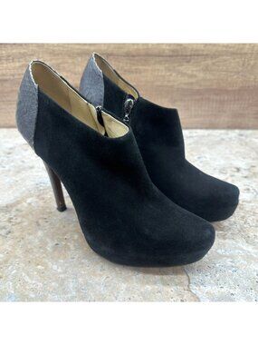 Alexandre Birman Womens 7.5 Black Suede Ankle Booties Stiletto Heel Zip